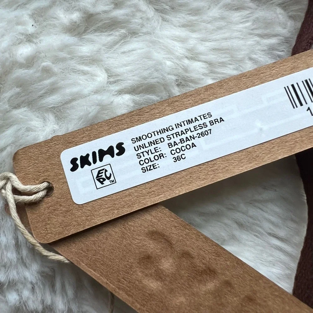 SKIMS Smoothing Intimates Unlined Strapless Bra Cocoa Brown 36C BA-BAN-2607 NEW